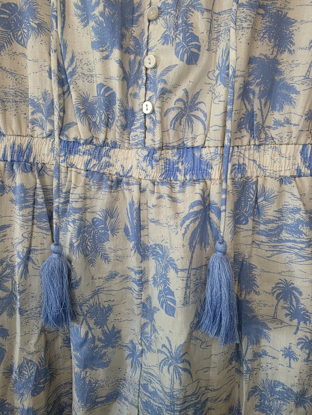 Laurel Grey Tropical Palm Print Tiered Maxi Dress - XL - Picture 6 of 8